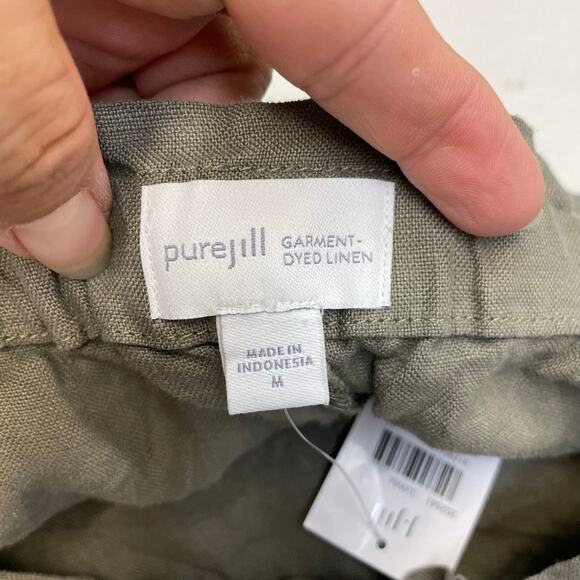Purejill Garment Dyed Linen Olive Green Shorts Women's Medium NWT 100% Linen - Picture 2 of 12